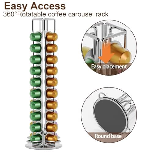 Storage Holder for Nespresso Coffee Capsules, Holders for 40 Black Coffee Capsules, 360 Degree Rotable Coffee Capsule Stands, Capsule Dispenser, Pod Storage Holder - Image 4