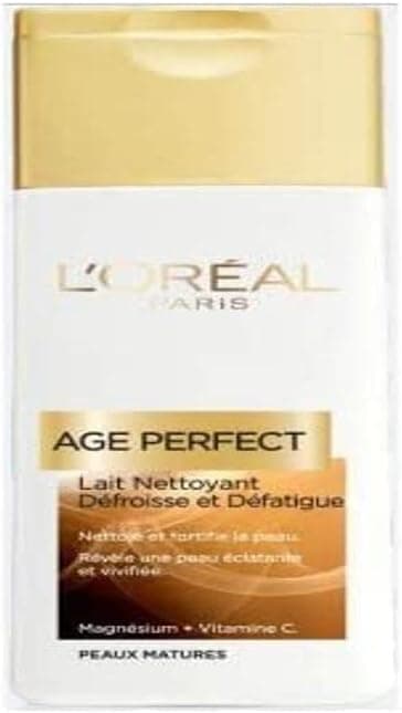L'Oréal Paris Energizing Cleansing Milk for Face & Eyes - Cleansing, Straightening and Relaxing - Enriched with Calcium & Vitamin C - Mature Skin - Age Perfect - 200 ml