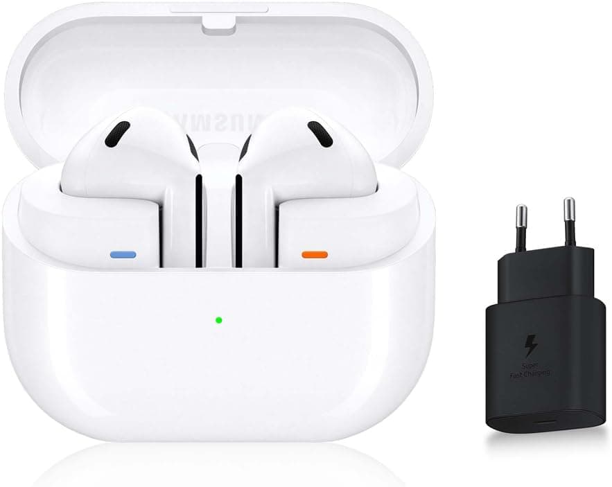 Samsung Galaxy Buds3, Wireless Earbuds, Active Noise Cancelling, Bluetooth, White, Audio 360, Galaxy AI, Mains Charger Included, (FR Version) [Amazon Exclusive]