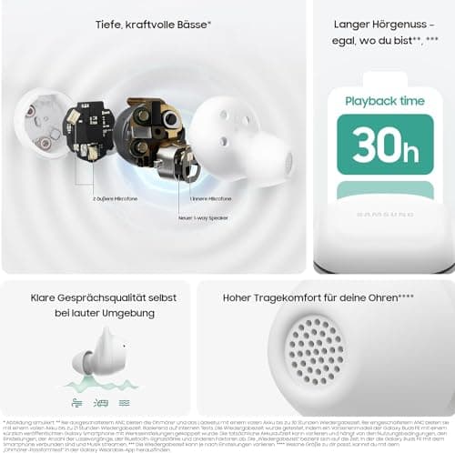 Samsung Galaxy Buds FE Wireless Bluetooth Headphones with Back Case Bean, ANC, 3 Microphones, Touch Control, Deep Bass, Charging Cable, White - Image 7