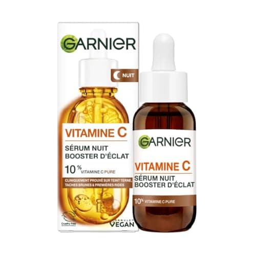 GARNIER Skin Active - Sérum Nuit Booster d’Éclat - Efficace Sur Taches Brunes & Rides - Illumine Le Teint - Vitamine C Pure, Acide Hyaluronique - Vegan & Cruelty Free - Tous Types de Peaux - 30 ml - Image 2