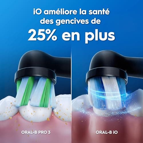 Oral-B iO 3 Brosse A Dents Electrique Noire, Pour Adultes, Modes De Nettoyage Avec Blancheur, Doux Pour Les Gencives, Capteur De Pression, Brossette Oral B De Rechange, Chargeur, Porte-Brossettes - Image 8