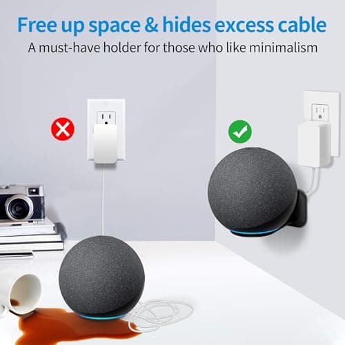 PlusAcc Wall Mount for ECH0 4.Gen - No Noise Loss Bracket, Built-in Cable Management, Accessory for Google Nest Mini, Bedroom, Living Room and Kitchen Black - Image 6