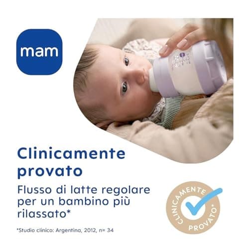 MAM Easy Start Lot de 2 biberons anti-coliques, pour l'allaitement mixte, réduit les bulles d'air et le risque de coliques, accessoire pour bébé de 2 mois et plus, avec tétine taille 2 - Violet - Image 7