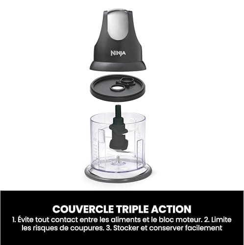 Ninja Express Chop NJ1002EUBK Mini Electric Herb Vegetable Chopper Chopping Chopper Mincer Mincer Mincer for Sauces, Purees and Soups Black Compact Blender - Image 4
