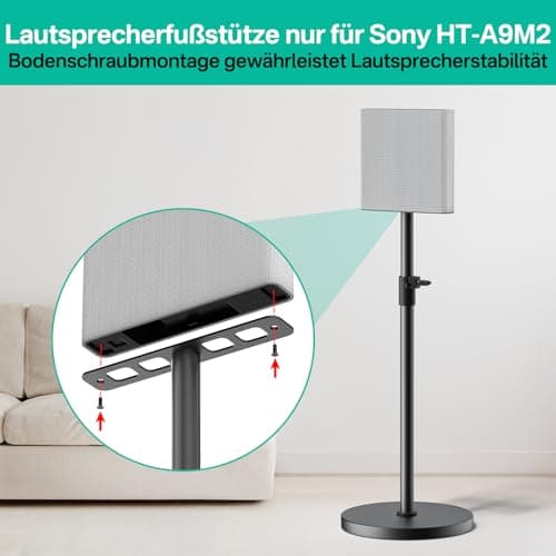 Pair of Speaker Stands for Sony Bravia Theatre Quad HT-A9M2, Height Adjustable, Cable Management (Stand Only) - Image 4