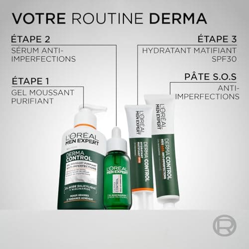 L'Oréal Men Expert - Gel Moussant Purifiant Anti-Imperfections - Nettoyant - Désobstrue les Pores et Réduit les Imperfections - Enrichie en Acide Salicylique - Derma Control - 260 ml - Image 8