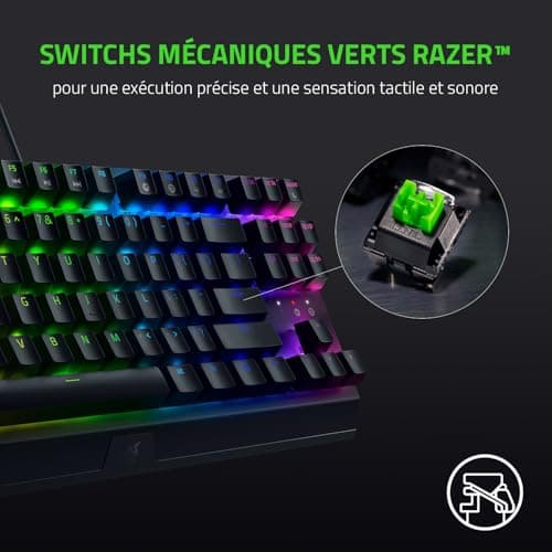 Razer BlackWidow V3 Tenkeyless (Green Switch) - Clavier de jeu compact avec interrupteurs mécaniques (tactiles et cliquables, touches en ABS, éclairage RGB Chroma) Clavier Française - Noir - Image 4