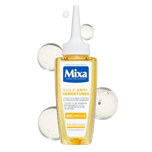 Mixa - Huile Anti-Vergetures - 30% d’Omégas 6 & 9 - Réduit la Couleur, la Texture et l’Épaisseur des Vergetures Post-Grossesse ou Variations de Poids et de Taille - 100 ml - Image 2