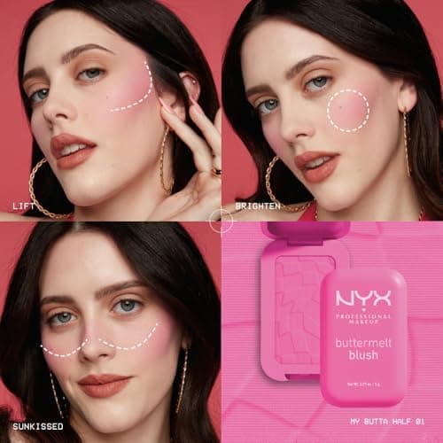 NYX PROFESSIONAL MAKEUP - Blush en Poudre, enrichi en beurre de mangue, beurre d'amande & beure de karité - Texture Fondante - Formule Vegan - Buttermelt Blush, Teinte : U Know Butta - Image 7