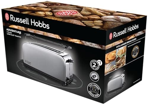 Russell Hobbs Toaster [2 Long Slots, 4 Toasts/ 2 Chopsticks Slices] Adventure Stainless Steel (Wide Slots, 6 Levels of Fast Burning, Raise, Thaw & Ware) 23610-56 - Image 7