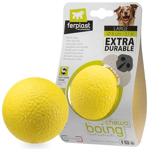 Ferplast Jouet Chien, Balle pour Chien, en Matériau Durable, Non Toxique, Résistante aux Morsures, pour l'Hygiene Dentaire, Rebondissant et Flottant, CHEWA BOING Balle, Jouets Gros Chien, Jaune - Image 3