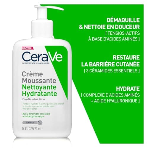 Cerave Moisturizing Foaming Cream Face Cleanser for Normal to Dry Skin 473ml - Image 5
