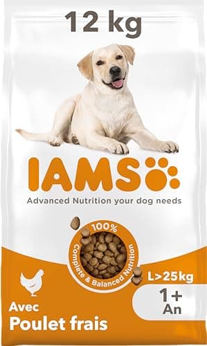 IAMS Vitality - Large Breed Dry for Adult Dogs - Promotes Health and Vitality - Low in Fat - Fresh Chicken - Free from GMOs, Colouring, Artificial Flavouring, Wheat - Multi-Coloured - 12 kg - Image 3