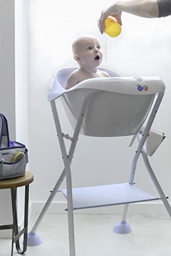 BÉABA, Camélé'O Baby Bath, Non-Slip and Comfort, Made in France, Soft and Soft Material, Multifunctional, Ergonomic, Drain Plug, Camélé'O, Light Mist - Image 5