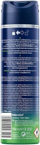 NIVEA MEN Déodorant spray Fresh Sensation (1 x 150 ml), Déodorant homme fraîcheur 72 h, Anti-transpirant parfumé longue durée à la formule INFINIFRESH unique (Lot de 2) - Image 7