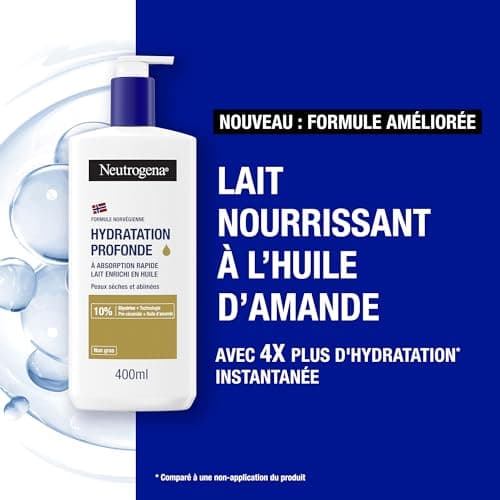 Neutrogena – Lait corps Formule Norvégienne Hydratation Profonde (flacon-pompe de 400 ml) – Lait à absorption rapide pour peaux sèches et abîmées – Lait hydratant enrichi en huile - Image 4
