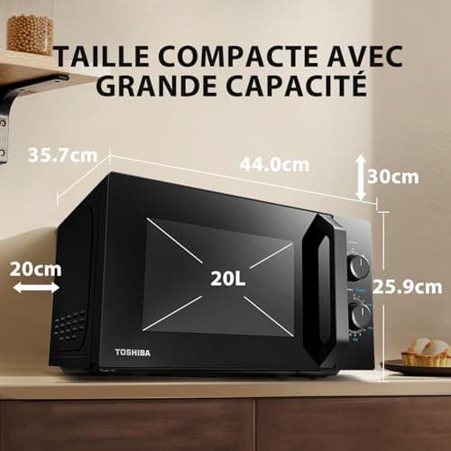 Toshiba Microwave 20L MW2-MM20P(BK), Microwave on Stand, 800W, 5 Power Levels, with Easy Defrost, LED Lighting inside, Black - Image 6
