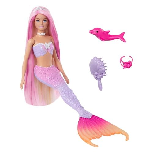 Barbie HRP97 "Malibu" Mermaid Doll Pink Hair Styling Accessories Pet Dolphin Colour Changing Function Child Toy Age 3+ - Image 7