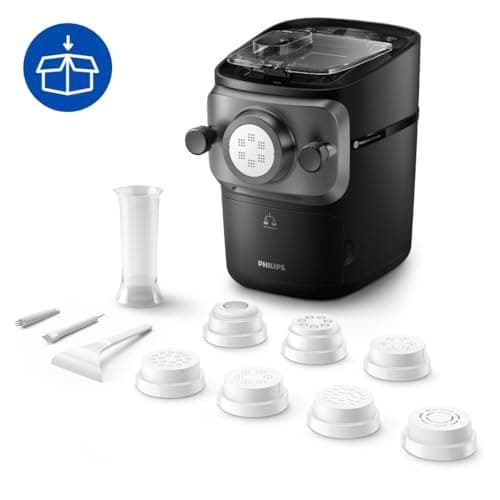 Philips Pasta Machine Series 7000 - ProExtrude Technology, Automatic Weighing, 8 Shape Discs, Perfect Dough, Easy Clean, Up to 8 Servings, Black (HR2665/93) - Image 4