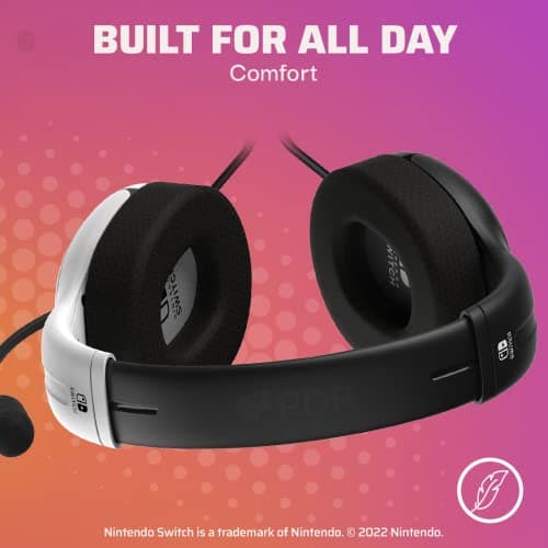 Pdp Gaming Lvl40 Stereo Casque avec Mic pour Nintendo Switch - Pc, Ipad, Mac, laptop Compatible - Noise Cancelling Microphone, Lightweight, Soft Compourt On Ear Headphones, 3.5 Mm Jack - Noir-Blanc - Image 4
