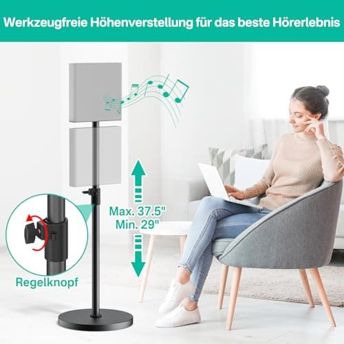 Pair of Speaker Stands for Sony Bravia Theatre Quad HT-A9M2, Height Adjustable, Cable Management (Stand Only) - Image 6