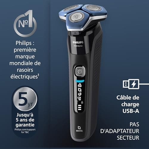 Philips Wet & Dry Series 7000 Men's Electric Shaver with Retractable Trimmer, Charging Stand, Travel Case and Quick Clean Cartridge (Model S7886/55) - Image 5