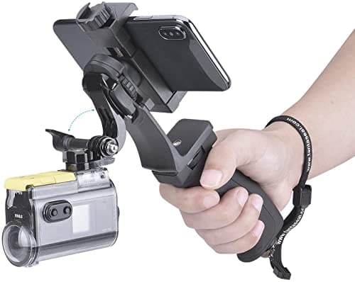 2 in 1 Ergonomic Hand Grip Stabilizer Smartephone Sports Camera Stand Kit Portable Handle for Youtube Tiktok Travel Video Vlog Compatible with Gopro iPhone - Micro/Video LED Light Adaptable - Image 5