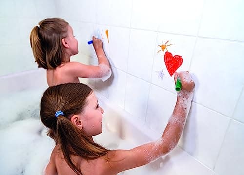 Janod - Fun Bath Colouring Set - Creative Bath Toy - 6 Pencils and 1 Sponge - Early Learning Toy - For Drawing & Writing - From 3 Years Old, J04725 - Image 3
