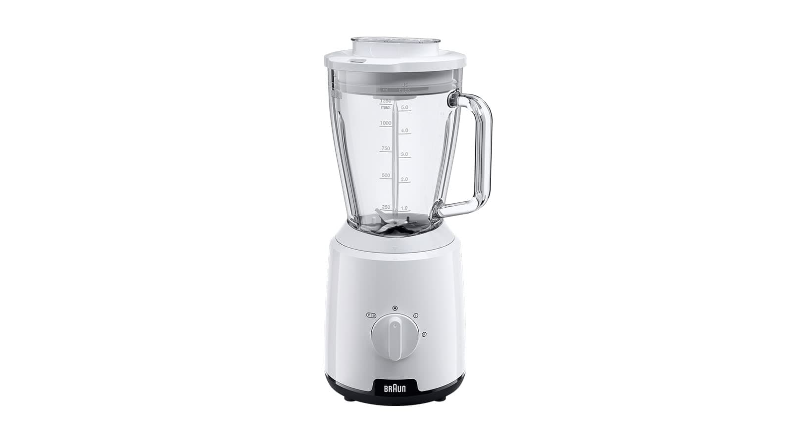 Braun Household PowerBlend 1 JB1050WH 600W 2-Speed Mixer, 1.5L Glass Blender Container and Ice Crusher Function, Kitchen Aid for Crushing, Crushing, Mixing, White - Image 1