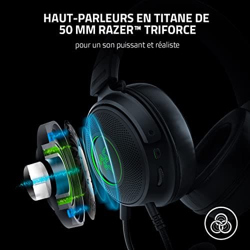 Razer Kraken V3 Hypersense - Wired USB Gaming Headset with Haptic Technology (50mm TriForce Speakers, THX Space Sound, HyperClear Cardioid Removable Microphone) Black - Image 4