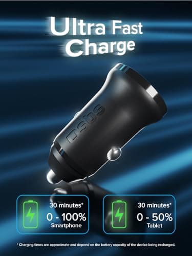 SBS 25W Car Charger, Charger for iPhone, Samsung, Xiaomi, Oppo, USB-C for Mobile Phones and Tablets, USB-A 18 Watt Fast Charging Output - Image 4