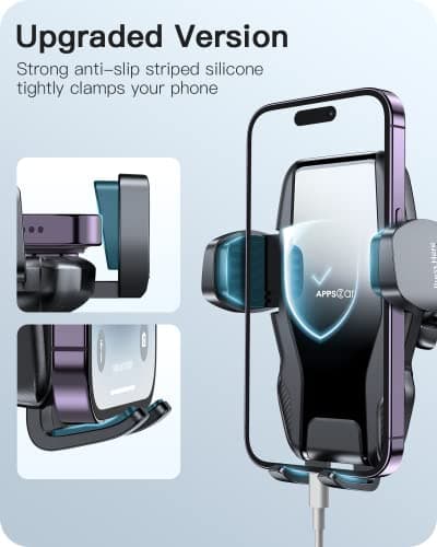 APPS2Car Car Phone Holder, Windshield Dashboard Mount, Adjustable Long Arm Gooseneck Mobile Cradle, Hands-Free Air Vent Holder Universal iPhone 13/12/11 Samsung - Image 3