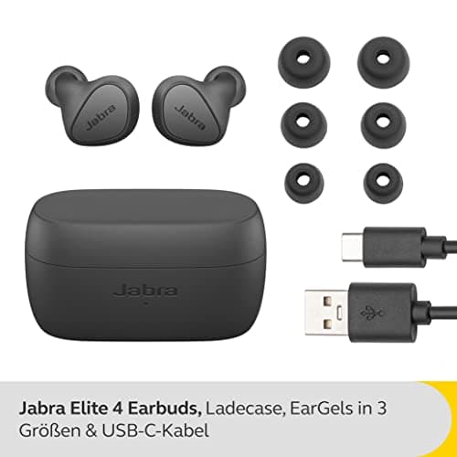 Jabra Elite 4 - Écouteurs sans Fil Bluetooth à réduction de Bruit Active - Discrets et Confortables, Lecture Tap Spotify, Google Fast Pair, Microsoft Swift Pair et Bluetooth Multipoint - Gris foncé - Image 4