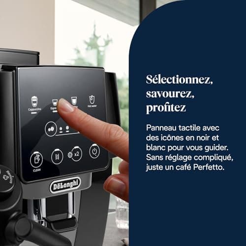 De'Longhi Magnifica Start - Perfetto Automatic Coffee Machine with LatteCrema Automatic Milk Frother, 4 Saved Drinks, Soft Touch Controls, Black and Grey (ECAM222.60.BG) - Image 6
