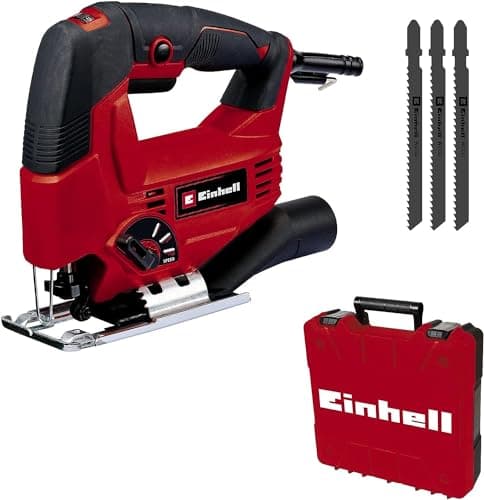 Einhell Jigsaw TC-JS 80/1 Kit (550 W, stroke height 20 mm, pendulum movement, cutting depth 80 mm in wood/10 mm in steel, speed 3,000 rpm, with 3 T-shank blades) - Image 2
