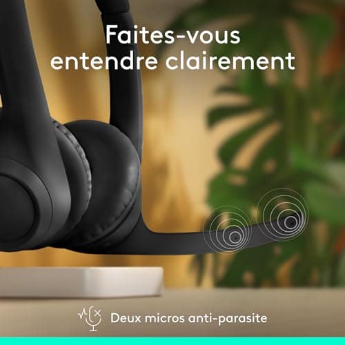 Logitech Zone 300 Casque Bluetooth sans Fil avec Microphone Anti-Parasite, Compatible avec Windows, Mac, Chrome, Linux, iOS, iPadOS, Android - Noir - Image 3