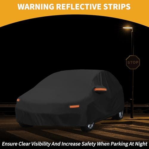 Waterproof All Season Car Cover for Outdoor Automobile Anti-UV Sun Rain Full Protection Outdoor for Dacia Sandero Hatchback 190T-Pu Black Zipper - Image 4