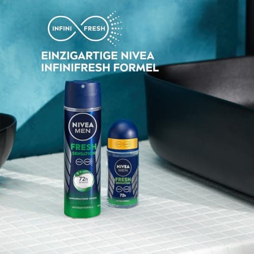 NIVEA MEN Déodorant spray Fresh Sensation (1 x 150 ml), Déodorant homme fraîcheur 72 h, Anti-transpirant parfumé longue durée à la formule INFINIFRESH unique (Lot de 2) - Image 6