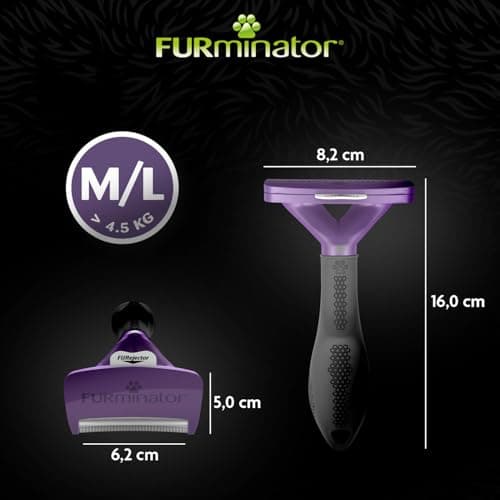 FURMINATOR Medium to Large Short Haired Cat Grooming Tool - M/L Shedding Brush with Ergonomic Handle - Removes 90% of Dead Hair - 1 Click Clean - Recyclable Packaging - Image 7