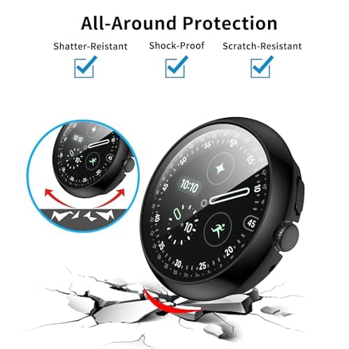 Google Pixel Watch 4 45mm Case with Screen Protector, Ultra-Thin Scratch Resistant Protective Case Compatible with Google Pixel Watch 4 - Black - Image 7