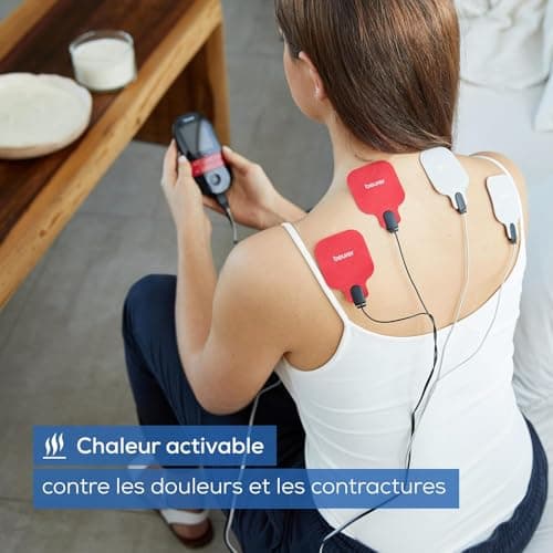 Beurer EM 59 TENS/EMS Muscle Stimulator 4-in-1 for Pain Therapy, Muscle Stimulation, Massage and Therapy, Black Thermotherapy, with 4 Electrodes and Battery - Image 7