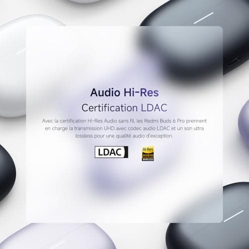 XIAOMI Redmi Buds 6 Pro - Bluetooth In-Ear Headphones, ANC 55dB, Dimensional Audio, Hi-Res/LDAC, 9.5h+36h Autonomy, IP54, Triple Speaker, White - Image 5