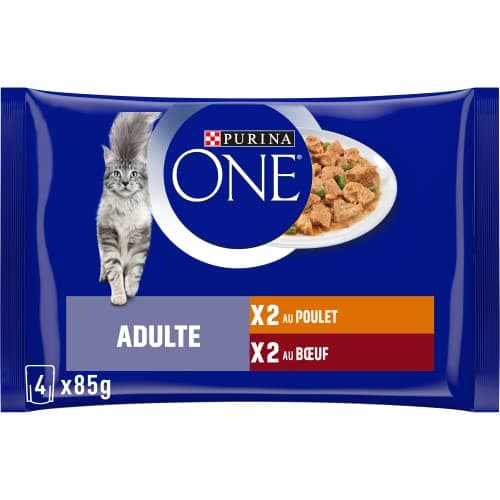 PURINA ONE | BIFENSIS | Chat Adulte | Soutien la vitalité du Chat, Les os, Les Muscles et Les articulations | Effilés en Sauce | Poulet, Boeuf | Sachets Fraîcheur | Lot de 12 (4 x 85g) - Image 2