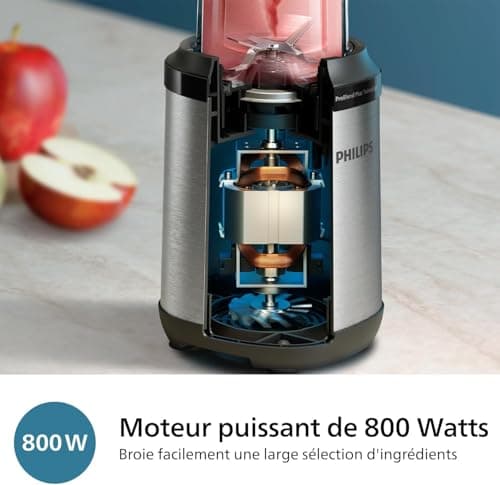 Philips Blender 5000 Series - Puissance 800W, Technologie ProBlend Plus, Lames détachables, Nettoyage facile, Design compact et élégant, Grand récipient, Noir (HR2764/00) - Image 5