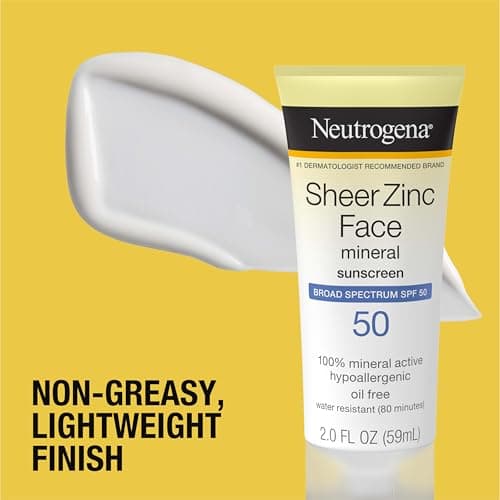 Neutrogena Sheer Zinc Oxide Dry-Touch Face Sunscreen with Broad Spectrum SPF 50, Oil-Free, Non-Comedogenic & Non-Greasy Mineral Sunscreen, 2 fl. oz - Image 7