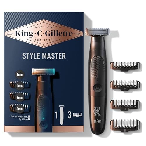 Gillette King C Electric Beard Trimmer for Men, Wireless, Waterproof, Replaceable Metal Blade, Men's Beard Set with 4 Interchangeable Combs for Trimming and Shaving, CenterCut Technology - Image 3