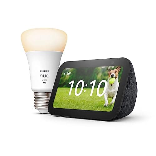 Echo Show 5 (3e génération) | Anthracite + Philips Hue White ampoule connectée (E27), Fonctionne avec Alexa - Kit de démarrage Maison connectée - Image 3
