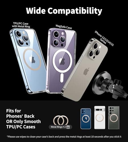 BHHB Magsafe Mobile Phone Holder with 16 Powerful Magnets for Car Ventilation, 360° Rotating, Suitable for iPhone 16, 15, 14, 13, 12 Pro Max, Samsung Huawei Other Mobile Phones - Image 7