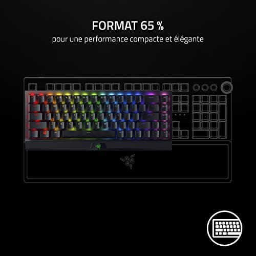 Razer BlackWidow V3 Mini HyperSpeed (Switches Yellow) - 65% Compact Mechanical Wireless Gamer Keyboard (Switches Silent Mechanical, Bluetooth, USB-C) AZERTY Keyboard | Black - Image 3